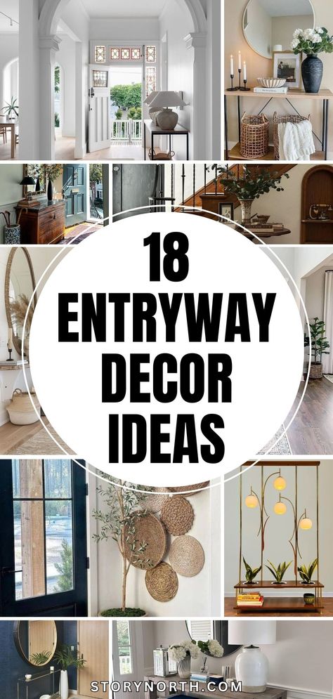 Save this pin for stunning entryway decor inspiration that will leave a lasting impression on your guests. Elevate your home's style with these creative and unique decor ideas. #EntrywayDecor #HomeDecor #InteriorDesign #DIYIdeas Decorating Narrow Entryway, Entryway Ideas For Guest Shoes, Entrance Photo Wall Entryway, Floating Shelf For Entryway, Front Door Interior Decor, Entryway Home Decor, Fourier Ideas Entryway, Boho Foyer Entryway, Curved Entryway Ideas