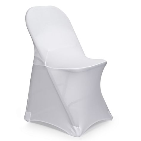 PRICES MAY VARY. 90% Polyester Modern, streamlined design: These quality stretch chair covers transform standard folding chairs (and similar styles) into glamorous seating for any event. Hemmed edges provide a secure fit, creating a smooth, clean line. Fits most standard folding chairs, with approximate dimensions as follows: Height: 33" (floor to top of chair back) and 17" (floor to chair seat). Width: 19-1/2" inches (across chair back) and 17-1/2" (across seat cushion). Depth: 13" (front to re Chair Covers For Wedding, Furniture Covers Slipcovers, Chair Covers Party, White Chair Covers, Mismatched Chairs, Folding Chair Covers, Party Chairs, White Spandex, Stretch Chair Covers