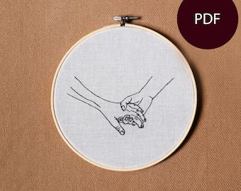 Hands Holding Hands, Embroidery Pattern Design, Pdf Embroidery Pattern, Hands Holding, Body Love, Embroidery Pattern, Holding Hands, Embroidery Patterns, Hand Embroidery