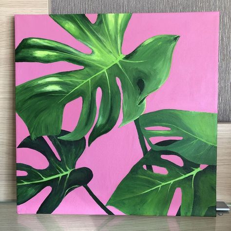 Plants Canvas Painting, Monstera Painting Acrylic, Plant Oil Pastel, Monstera Plant Painting, Plant Painting Acrylic, Abstract Plant Painting, Monstera Leaf Painting, Plant Canvas Painting, Plant Oil Painting