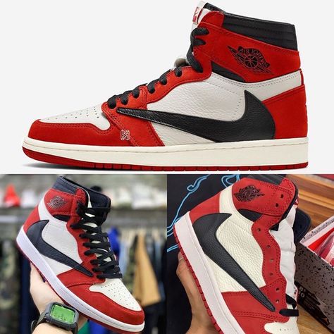 JustFreshKicks on Instagram: “First Look at the Travis Scott x Air Jordan 1 High “Chicago” rumored to be releasing later this year (Top photo is a mockup). Stay tuned…” Red Travis Scott, Air Jordan 1 High Chicago, Jordan 1 High Chicago, Travis Scott Jordan 1, All Nike Shoes, Air Jordan 1 High, Jordan 1 High, Hummel Sneaker, Top Photo