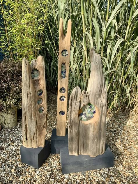 Driftwood Art Sculpture, Driftwood Diy, Driftwood Art Diy, Driftwood Projects, Driftwood Wall Art, Driftwood Sculpture, Driftwood Decor, Garden Art Sculptures Diy, Garden Deco