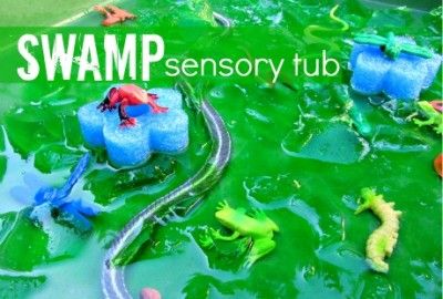 Pond Sensory, Summer Sensory, Sensory Tables, Sensory Kids, Water Table Activities, Green Jello, Preschool Sensory, Sensory Tubs, Sensory Tub