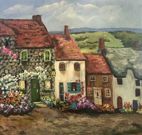 How To Paint Cobblestone On Canvas, Cobblestone Road, Angela Anderson, Countryside Art, Acrylic Tutorials, Watercolor Drawing, How To Paint, Art School, Beautiful Things