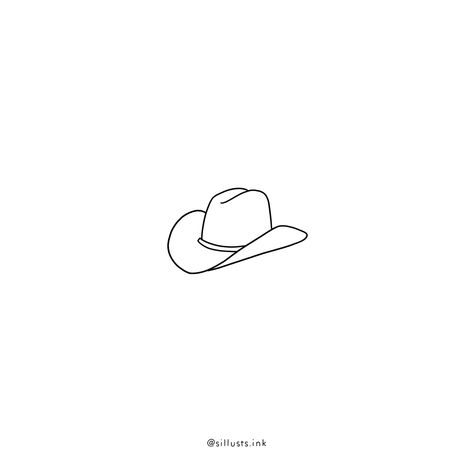 Cowboy Minimalist Tattoo, Fineline Cowboy Hat Tattoo, Stetson Hat Tattoo, Texas Fine Line Tattoo, Cowboy Fine Line Tattoo, Cowboy Hat Outline Tattoo, George Strait Tattoo Ideas, Western Hat Tattoo, Little Cowboy Hat Tattoo