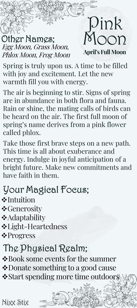 Why is it called The Pink Moon? What other names is it known by? Where should your magical focus be this month and what can you do in your day-to-day life? Pink Moon Prayer, Pink Full Moon Meaning, Full Moon April 23 2024, Pink Moon Meaning 2024, Pink Moon Witchcraft, April New Moon 2024, April Full Moon 2024, Pink Full Moon 2024, Pink Moon Spells