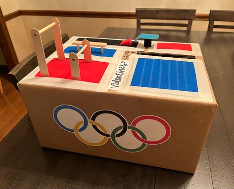 Gymnastic Valentines Box Ideas, Gymnastics Valentines Day Boxes, Volleyball Valentines Day Boxes, Gymnastics Valentines, Gymnastics Crafts, Shavuot Crafts, Boys Gymnastics, Kids Gymnastics, Adorable Homes Game