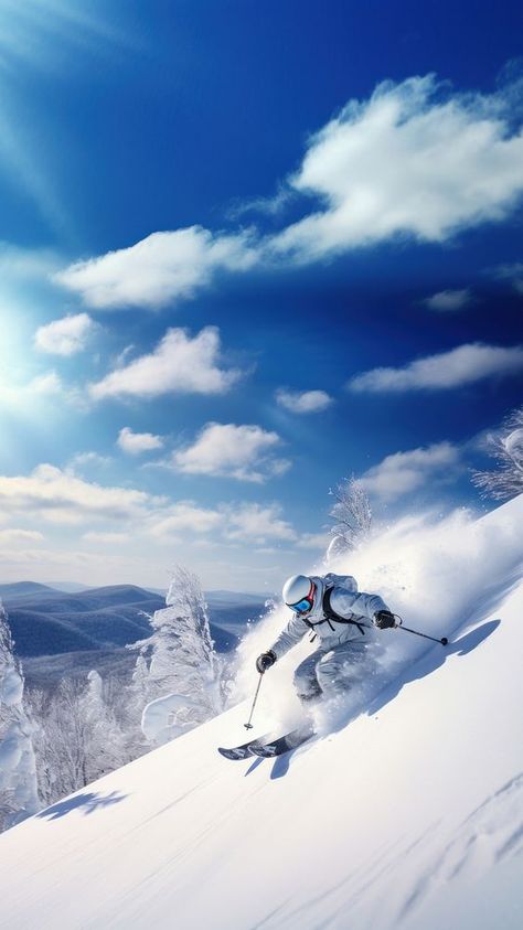 photo of Hokkaido ski resort, person skiing, copy space.   | premium image by rawpixel.com Ski Wallpaper, Car Wallpaper Iphone, Wallpaper Snow, Soccer Backgrounds, Skiing Aesthetic, Wallpaper Car, Writing Images, Ski Mountain, Iphone Wallpaper Sky