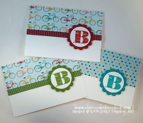 Monogram Cards, Diy Note Cards, Teacher Appreciation Cards, Card Making Ideas, Card Making Tutorials, Personalized Note Cards, Stamping Techniques, Personalized Notes, Card Sketches