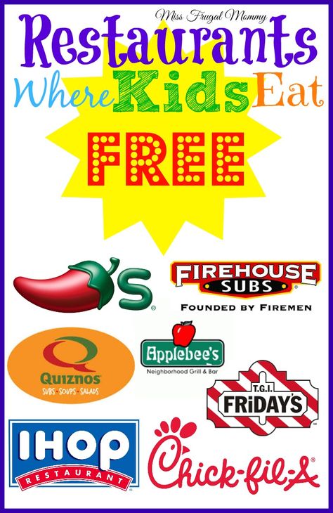 Restaurants Where Kids Eat Free Kids Eat Free Restaurants, Firehouse Subs, Kids Eat Free, Tennessee Vacation, Kid Food, Family Road Trips, Free Summer, Free Coupons, Saving Ideas