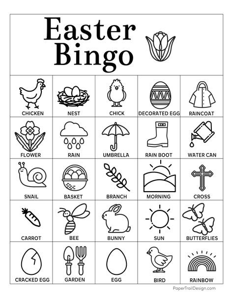 Easter Bingo Cards, Fun Easter Games, Custom Bingo Cards, Free Easter Coloring Pages, Easter Bingo, Free Printable Bingo Cards, Bingo Card Template, Paper Trail Design, Easter Games For Kids