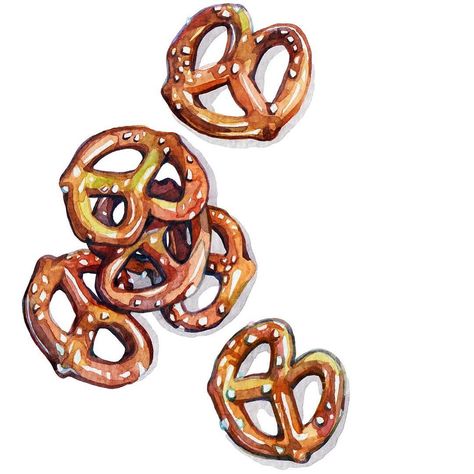 Holly Exley Illustration shared a post on Instagram: “Pretzels yea. 🥖🍞🥐 #watercolour #foodillustrator #foodillustration” • Follow their account to see 1,992 posts. Pretzel Illustration, Holly Exley, Movie Night Snacks, Watercolour Illustration, Pretzels, Food Illustrations, Watercolor Illustration, Post On Instagram, Phone Wallpaper