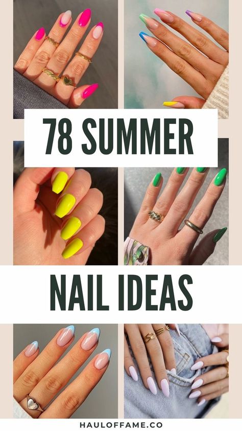 We've got 78 stunning summer nail colors and nail designs for you to rock in Summer 2022. If you're after summer nails inspiration and summer nail ideas, you've definitely come to the right place. With so many summer nails 2022 trends to choose from including summer nails short, summer nails acrylic, summer nails almond, summer nails coffin, and summer nail art, we're here to make sure that you're only rocking the best summer nails 2022 that everyone will have serious nail envy over! Almond Nails Designs Summer, Summer Nails Almond, Bright Nail Designs, Popular Nail Colors, Summer Nail Colors, Summer Nail Ideas, August Nails, Summer Gel Nails, Latest Nail Trends