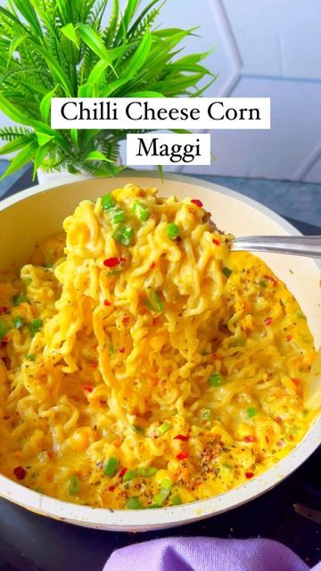 Spicy Maggie, Cheese Maggie, Cheese Corn, Spicy Cheese, Chilli Flakes, Recipe Ingredients, Appetizer Recipes, Appetizer, Corn