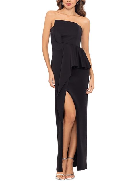 Betsy & Adam Womens Scuba Strapless Evening Dress - Walmart.com Asymmetrical Evening Dress, Floral Evening Dresses, Chiffon Long Dress, Evening Dress Collection, Strapless Evening Dress, Black Evening Dresses, Women's Evening Dresses, Evening Party Dress, Chiffon Lace