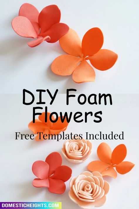 foam flowers for weddings, how to make foam flowers Foam Flowers Diy, How To Make Foam, Flower Petal Template, Cricut Hacks, Svg Templates, Easy Paper Flowers, Paper Flower Crafts, Foam Roses, Paper Flower Backdrop