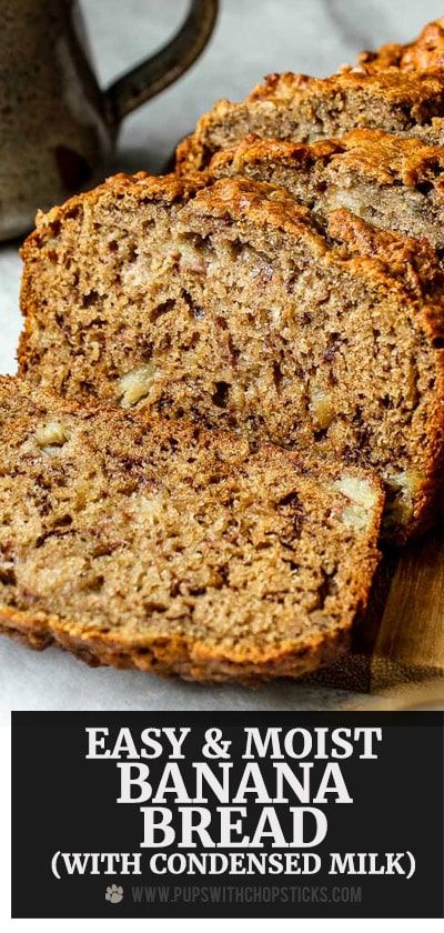 2 Banana Bread Recipe Easy, Secret Ingredient Banana Bread, Banana Bread Sweetened Condensed Milk, Banana Bread With Sweetened Condensed Milk, Banana Sweetened Condensed Milk, Banana Bread With Condensed Milk, Banana Condensed Milk Recipes, Condensed Milk Banana Bread, Banana Bread Recipe 3 Ingredients