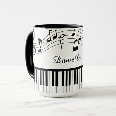 Musical Decor, Music Mug, Color Me Mine, Piano Music Notes, Music Themed, Coffee Routine, Music Teacher, Pottery Painting, Piano Music