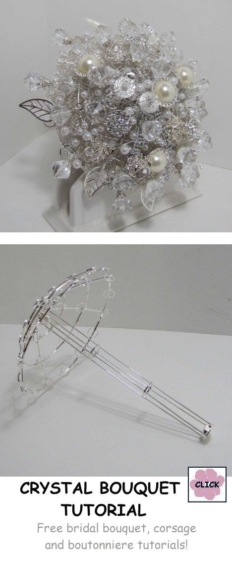 Make a Crystal Bridal Bouquet - Step by Step Wedding Tutorial with the bouquet armature and all jewels needed to design a gorgeous arrangement Diy Crystal Bouquet, Crystal And Flower Wedding Bouquet, Crystal Flower Bouquet Wedding, Flower Bouquet With Crystals, Crystal Wedding Bouquet, Crystal Boquets Wedding, Alternative Wedding Bouquet, Beaded Bouquet, Jeweled Bouquet