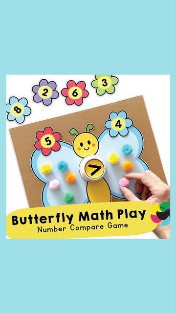 Butterfly Activities, Pom Pom Balls, Comparing Numbers, Fun Classroom Activities, Math Activities Preschool, Glue Stick, Cardboard Paper, Activities Preschool, Paper Cups