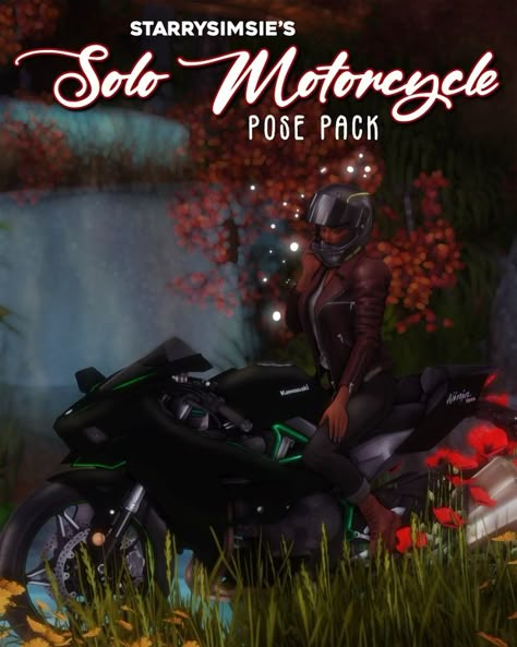 ✨Solo Motorcycle - Pose Pack✨ | StarrySimsie Motorcycle Cc Sims 4, Sims 4 Motorcycle Helmet Cc, Sims 4 Motorcycle Poses, Sims 4 Biker Cc, Sims Poses Cc, Sims 4 Cc Motorcycle, Sims 4 Motorcycle Cc, Sims 4 Solo Poses, Motorcycle Poses