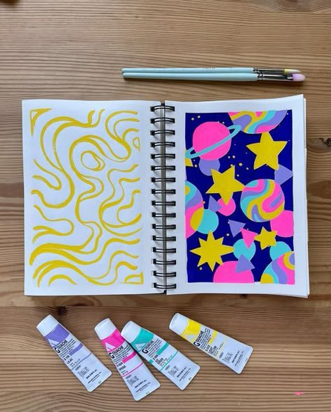 Space Posca Art, Watercolor Marker Art, Posca Marker Art, Posca Pens Art, Gauche Painting, Artsy Illustration, Pen Art Work, Color Pencil Illustration, Star Galaxy