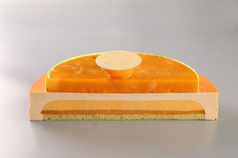 Pear Entremet Recipe, Apricot Mousse, Peach Entremet, Passionfruit Entremet, Pumpkin Mousse Entremet, Rosemary Cake, Orange Aesthetics, Apricot Dessert, French Cakes