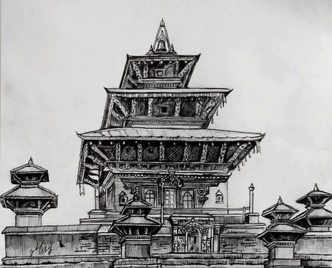 Taleju Temple Sketch, Nepal Art, Architecture Drawing Art, Room Stuff, Pen Art, Drawing Art, Old Pictures, Anime Films, Architecture Drawing