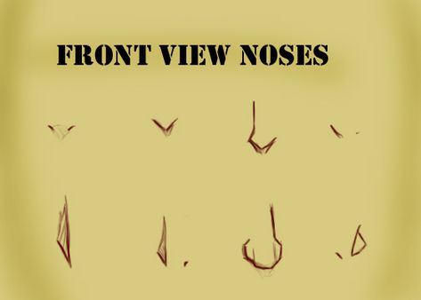 Front View Noses by Kira09kj on DeviantArt Manga Nose, Anime Nose, Face Tutorial, Realistic Eye Drawing, Nose Drawing, Manga Drawing Tutorials, Drawing Expressions, Anime Drawings Tutorials, Anime Eyes