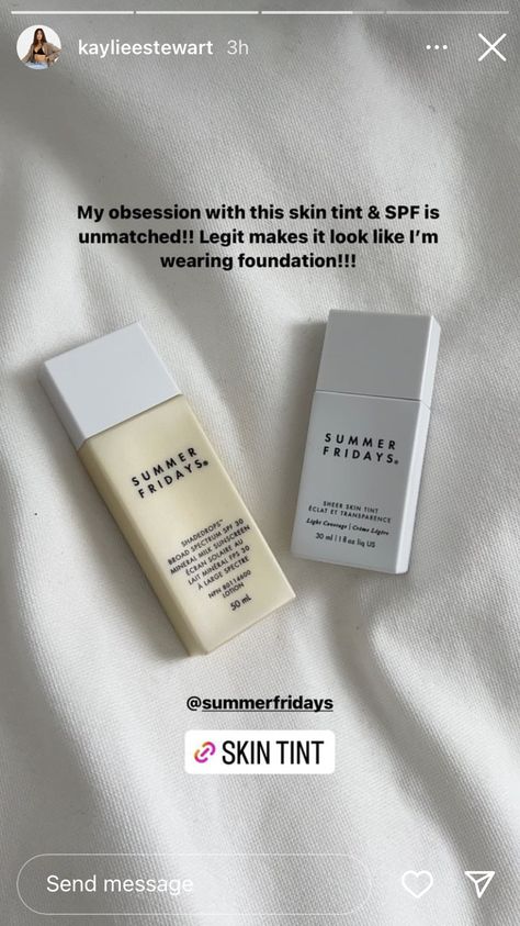 Summer Fridays Sunscreen, Summer Fridays Skin Tint, Face Tint, Makeup Recommendations, Soft Girl Makeup, Makeup List, Current Obsession, Tinted Spf, Skin Tint