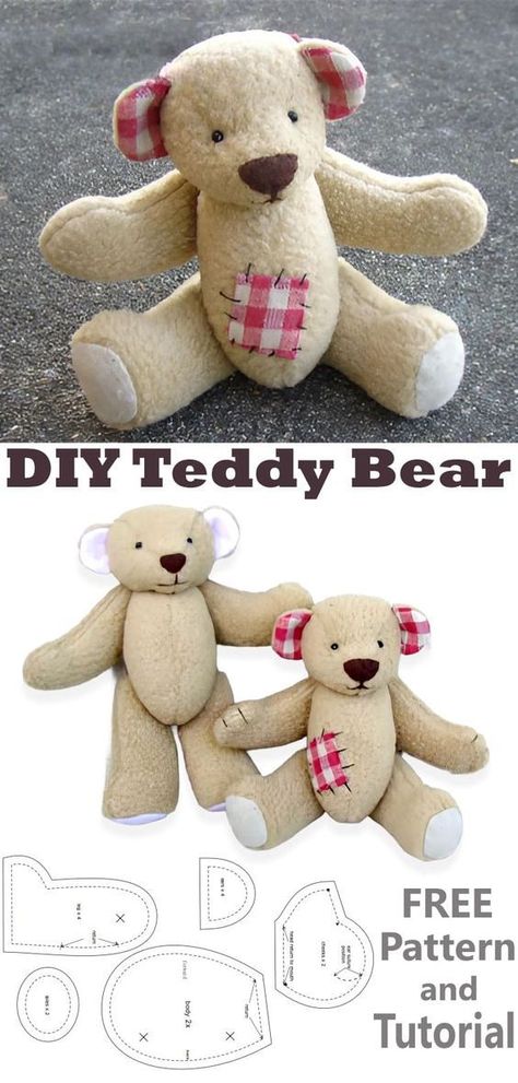 Today we will take a tiny bear as an example, introduce the basic method of making a teddy bear, if you are interested, you may want to print out the paper pattern and do it with me! Download Teddy Bear Paper Pattern Teddy Bear Sewing Pattern Free Printable Easy, Easy Teddy Bear Patterns Free Printable, Teddy Bear Pattern Free Printable, Bear Plush Pattern, Bear Patterns Free Sewing, Beer Van, Teddy Bear Template, Memory Animals, Teddy Bear Tutorial