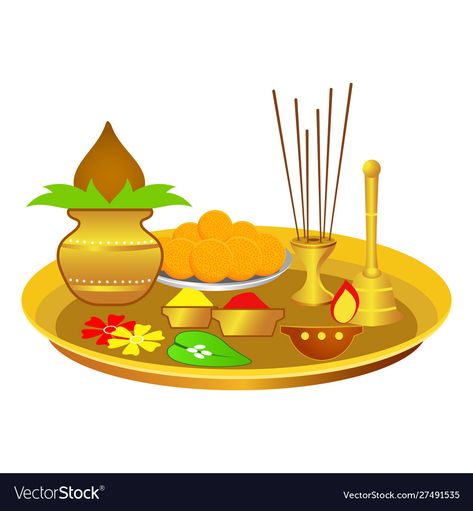 Aarti thali Royalty Free Vector Image - VectorStock Aarti Thali Decoration Ideas, Thali Plate, Aarti Thali, Png Images For Editing, Plate Drawing, Thali Decoration, Birthday Decorations At Home, Thali Decoration Ideas, Stand Lamp