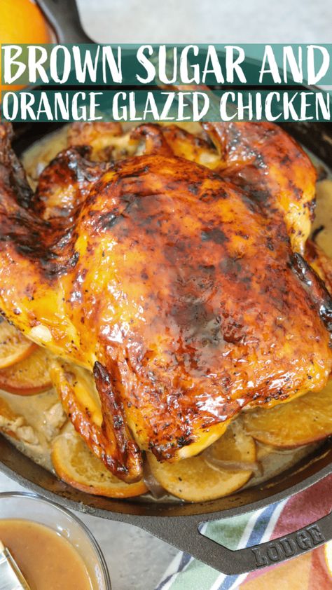 Glaze For Roasted Chicken, Orange Whole Chicken Recipe, Roasted Chicken Marinade Whole, Roasted Orange Chicken, Orange Chicken Glaze, Orange Roasted Chicken, What To Do With A Whole Chicken, Chicken Glazes, Glazes For Chicken