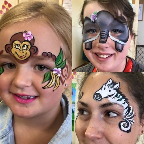 Face Painting Themes, Monkey Face Paint, Lion Makeup, Easy Face Painting Designs, Animal Fairy, Fairy Face Paint, Animal Face Paintings, Baby Jungle Animals, Jungle Thema