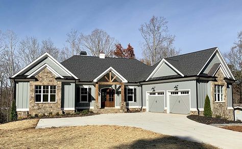 Bungalow, Cottage, Craftsman House Plan 52003 with 3 Beds, 4 Baths, 2 Car Garage Elevation Timothy Green, Angled Garage, Plan Garage, Craftsman Ranch, Bungalow Style House, Bungalow Style House Plans, Craftsman Exterior, Craftsman Style House, Garage House Plans