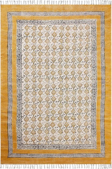 Amazon.com: CASAVANI Collection Rectangular Rug - 5x7 Ft Musterd Yellow Cotton Dhurrie Floral Kilim Rug Indoor Outdoor Use Carpet Flatweave Rug High Traffic Area in Bedroom Dining Room Living Room : Home & Kitchen Flatweave Rug, Street House, 8x10 Rugs, Rectangular Rugs, Dining Room Living Room, Flat Weave Rug, Bedroom Rug, Pharmacy Gifts, Home Decor Furniture