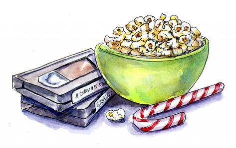 Watching Christmas Movies Watching Christmas Movies, Watercolor Sketching, Movies Art, Watch Christmas Movies, Star Wars Light Saber, Watercolor Books, Colour Art, Watch Movie, All Of The Lights