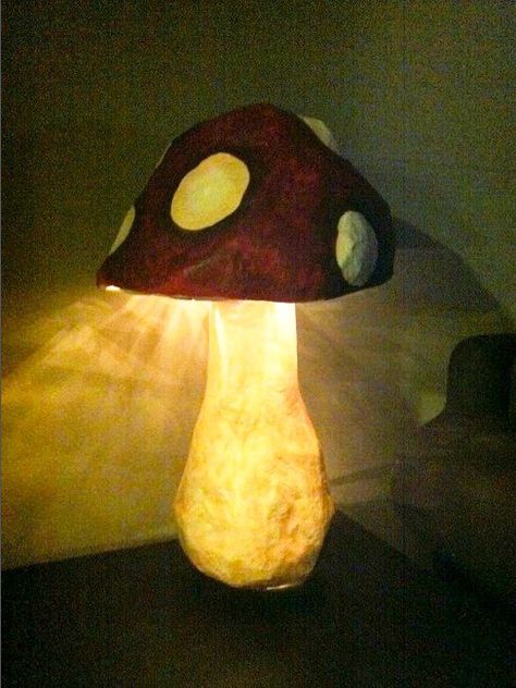 . Mushroom Crafts, Diy Lampe, Mushroom Lights, Paper Mache Clay, Paper Mache Crafts, Magic Mushroom, Mushroom Decor, Papel Mache, My Living Room