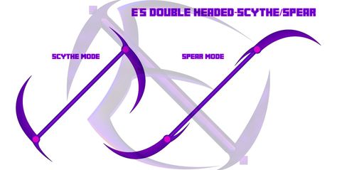 Double Spear Concept Design, Double Bladed Spear, Double Bladed Scythe, Double Sided Scythe, Scythe User, Double Scythe, Scythe Designs, Double Spear, Hsr Oc