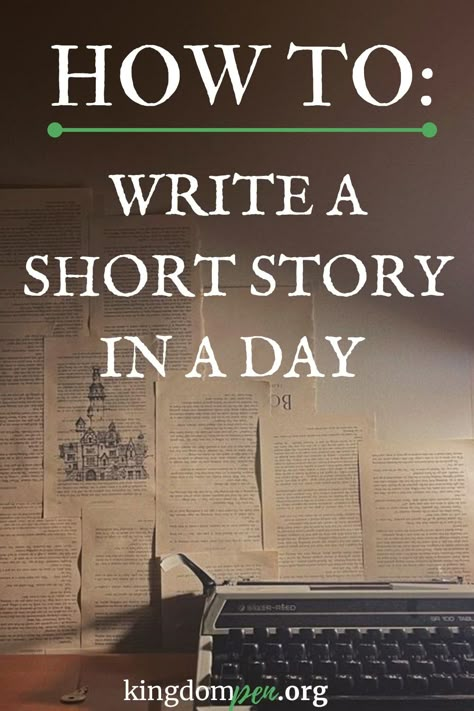 Creative writing aesthetic with a typewriter with tips on how to write a short story in a day Write A Short Story, Building Background, Writing Childrens Books, Creative Writing Tips, Writing Motivation, Writing Short Stories, Writing Exercises, Book Writing Inspiration, Writing Challenge