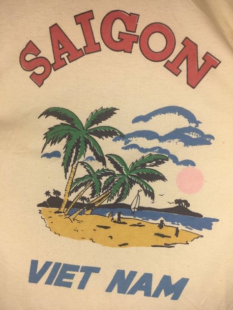 Vietnam Saigon, Matchbox Art, Surf Design, Vintage Hawaii, Shirt Design Inspiration, Late 80s, Graphic Tshirt Design, Vintage Souvenir, Graphics Inspiration