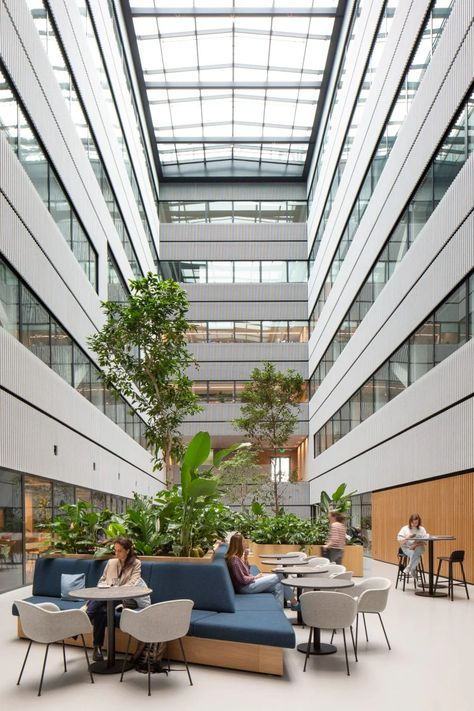 MVRDV designs demountable office building in Amsterdam Sustainable Building Design, Atrium Design, Science Park, Sustainable Technology, Innovation Centre, Glass Facades, Workspace Design, Garden Office, Sustainable Architecture