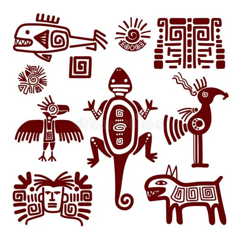 Aztec Pattern Drawing, Indian Animals, Native American Tattoo, Ancient Drawings, Signs And Symbols, Maya Art, Native American Symbols, Mayan Art, Aztec Art