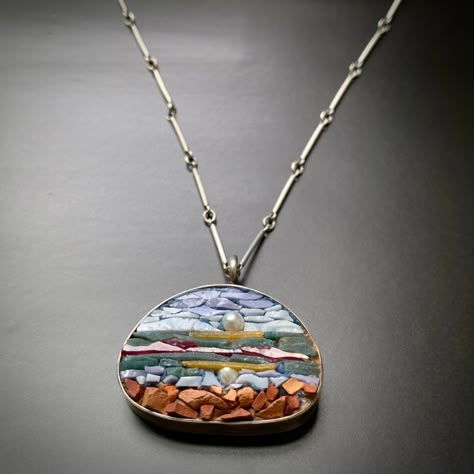 Mosaic Jewelry Diy, Rock Pendant, Micro Mosaic Jewelry, Mosaic Jewelry, Clay Craft, Magic Forest, Resin Jewellery, Rock Jewelry, Resin Projects