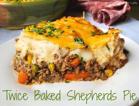 Twice Baked Shepherds Pie - Portlandia Pie Lady Gluten Free Shepherds Pie Recipe, Best Ground Beef Recipes, Parmesan Mashed Potatoes, Shepherds Pie Recipe, Cottage Pie, Cooking For Beginners, Shepherd's Pie, Cheesecake Factory, Shepherds Pie