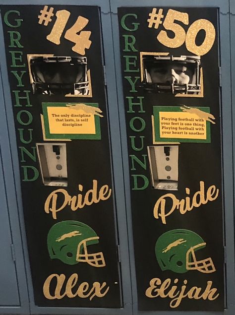 Decorating Ideas For Football Locker Room, Sectional Locker Decorations, Decorate Locker Ideas Sports, Decorating Lockers For Football Players, Locker Decorating Contest, Spirit Locker Decorations, Football Players Gifts Ideas, Locker Decorating Ideas For Sports, Football Locker Decorations High School Homecoming