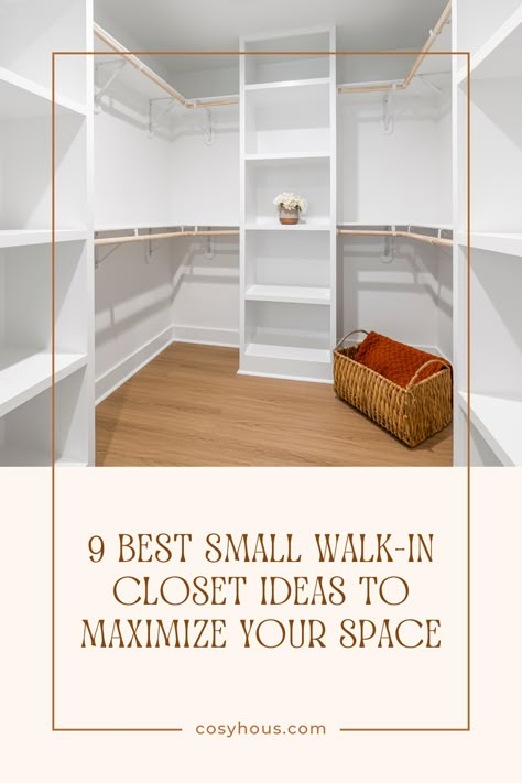 Fulfill your dreams of a stylish and organized small walk-in closet with these 9 innovative ideas that will transform your space. Closets Ideas Walk In, Small Walk In Closet Makeover, Walk In Closet Designs Layout, Tidy Wardrobe, Small Walk In Closet Design, Small Walkin Closet, Small Walk In Closet Organization, Small Master Closet, Small Closet Design