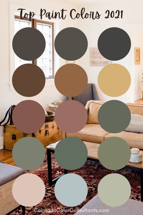 From pastels to moody soft blacks we're breaking down 2021's most popular paint colors. Come for the earth tones, stay for the pops of color. Dark Sage Green Bedroom Decor, Bedroom Paint Ideas Earth Tones, Earth Tones Office Decor, Earth Tones Palette Paint Colors, Earth Tone Cabinet Colors, Earth Toned Bathroom Ideas, Farmhouse Earth Tones, Earth Tone Wall Paint Colors, Earth Toned Paint Colors