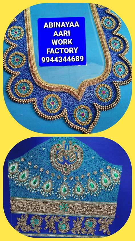 Water Filling Blouse Design, Water Filling Aari Work Blouse, Aari Blouses, Blue Blouse Designs, Latest Bridal Blouse Designs, Hand Work Design, Maggam Work Designs, Aari Blouse, Kids Blouse Designs