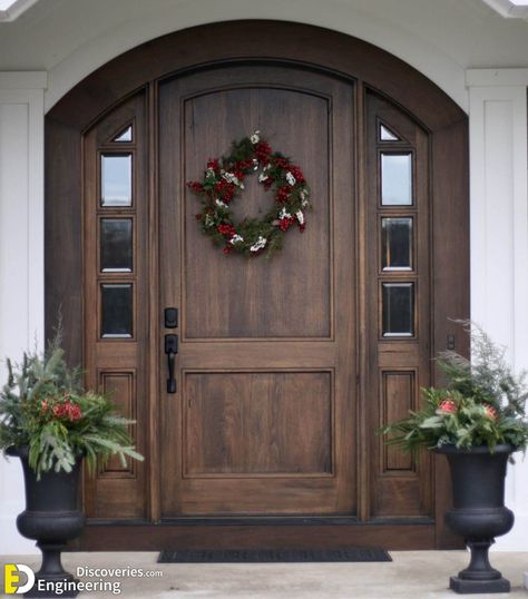 Top 40 Amazing Wooden Main Door Design Ideas | Engineering Discoveries Rustic Front Door, Front Door Decal, Wooden Main Door, Farmhouse Front Door, Wooden Main Door Design, Wood Front Doors, Wooden Front Doors, Fa Fal, Entrance Door Design